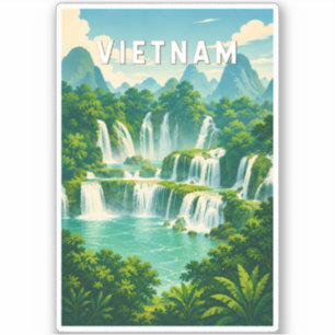 Vietnam Illustration Reise Kunst Vintage Aufkleber