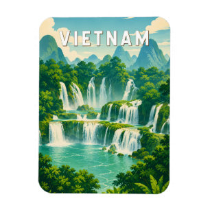 Vietnam Illustration Reise Kunst Vintage Magnet