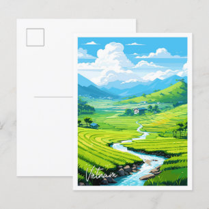 Vietnam Kunst Reise Vintage-Illustration Postkarte