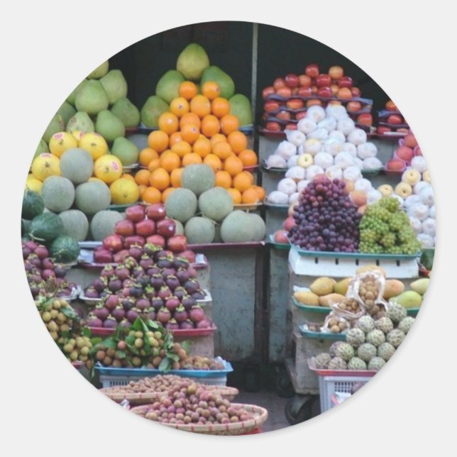 Vietnam-Markt Runder Aufkleber (Vorderseite)