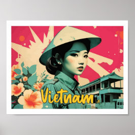 Vietnam Pop Art Travel Illustration Poster