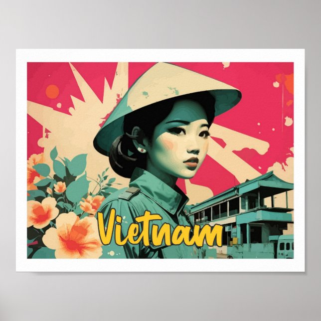 Vietnam Pop Art Travel Illustration Poster (Vorne)