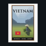 Vietnam Postkarte<br><div class="desc">Schönes Reisebild Vietnams,  das einen Reis-Bauer im Feld Set gegen die mächtigen blauen Berge darstellt.</div>