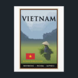 Vietnam Postkarte<br><div class="desc">Schönes Reisebild Vietnams,  das einen Reis-Bauer im Feld Set gegen die mächtigen blauen Berge darstellt.</div>