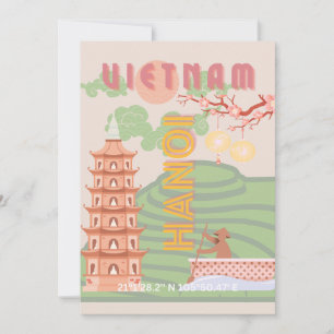 Vietnam Reise Kunst, Vintage Feiertagskarte