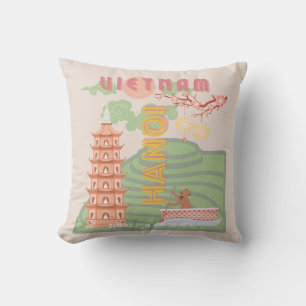 Vietnam Reise Kunst, Vintage Kissen