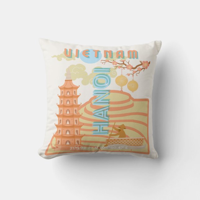 Vietnam Reisekunst Kissen (Vorderseite)