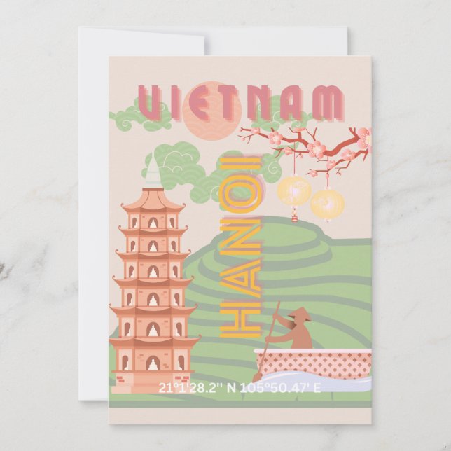 Vietnam Reisekunst, Vintag Feiertagskarte (Vorderseite)