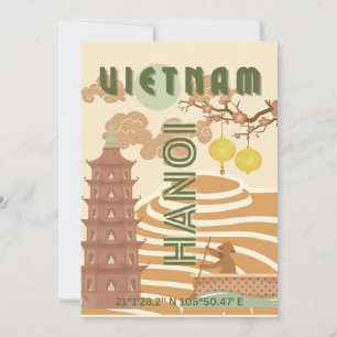 Vietnam Reisekunst, Vintag Feiertagskarte
