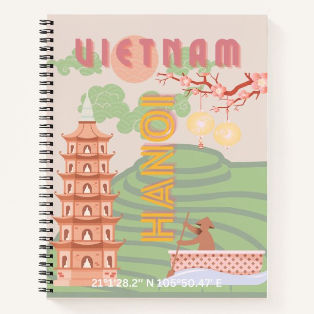 Vietnam Reisekunst, Vintag Notizbuch (Vorderseite)