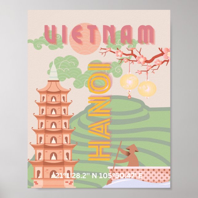 Vietnam Reisekunst, Vintag Poster (Vorne)