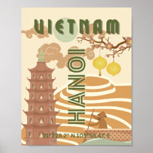 Vietnam Reisekunst, Vintag Poster