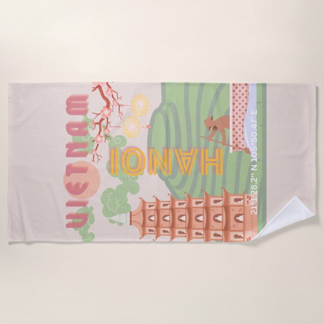 Vietnam Reisekunst, Vintag Strandtuch (Vorderseite)
