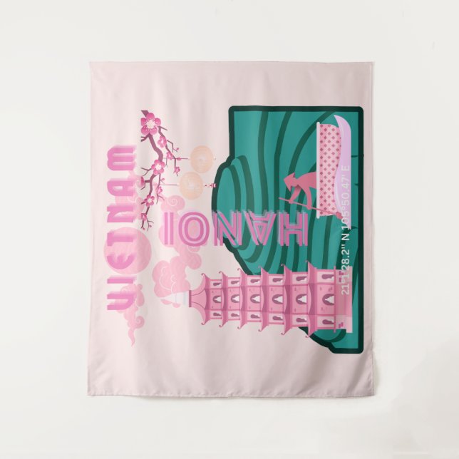 Vietnam Reisekunst Wandteppich (Vorderseite)