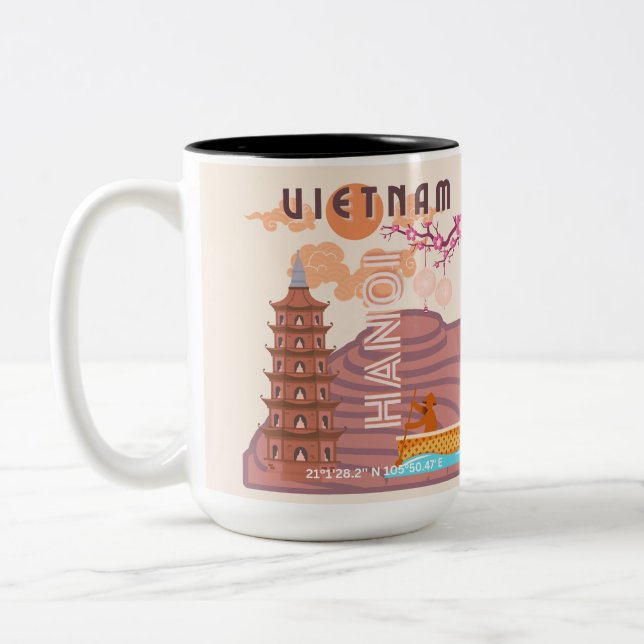 Vietnam Reisekunst Zweifarbige Tasse (Links)