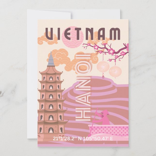 Vietnam Reisen Kunst, Retro Feiertagskarte (Vorderseite)