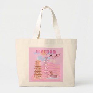 Vietnam Reisen Kunst, Rosa Jumbo Stoffbeutel