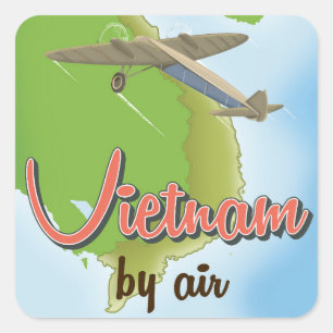 Vietnam-Reiseplakat im Vintage-Stil Quadratischer Aufkleber