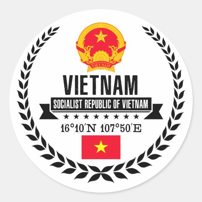 Vietnam Runder Aufkleber (Vorderseite)