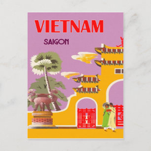 Vietnam, Saigon City, Vintage Postkarte