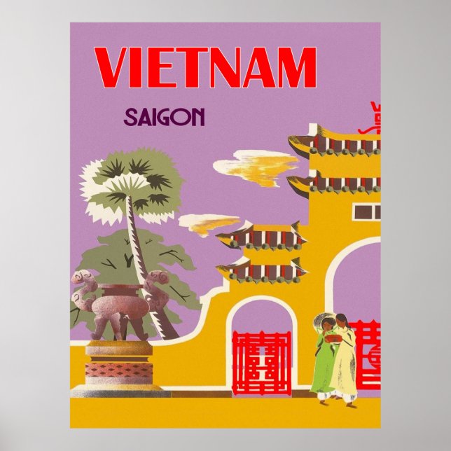 Vietnam, Saigon City, Vintage Reise Poster (Vorne)
