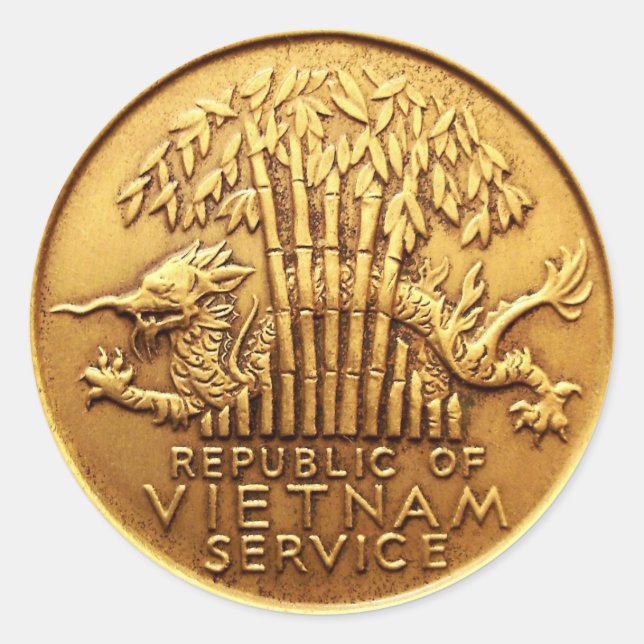 Vietnam-Service-Medaille Runder Aufkleber (Vorderseite)