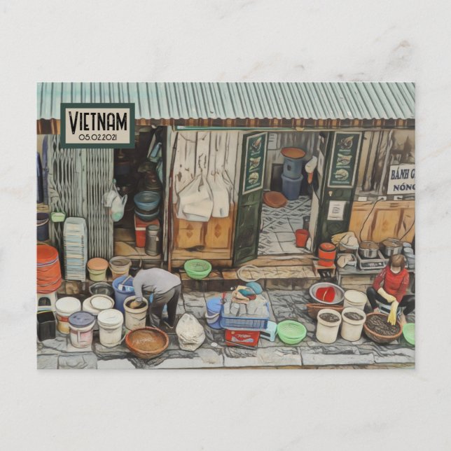 Vietnam Street Life, Customizable Date Postcard Postkarte (Vorderseite)