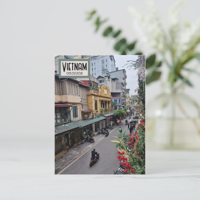 Vietnam Street Life, Customizable Date Postcard Postkarte (Stehend Vorderseite)