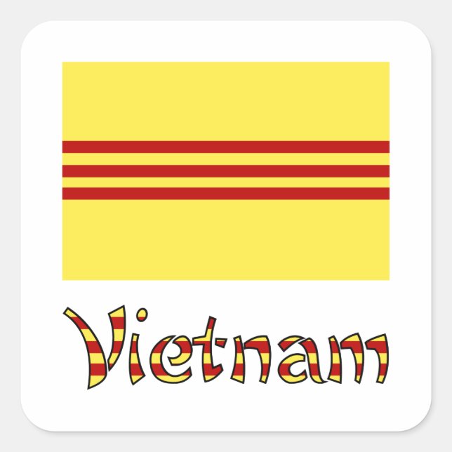 Vietnam und Südvietnamesische Flagge Quadratischer Aufkleber (Vorderseite)