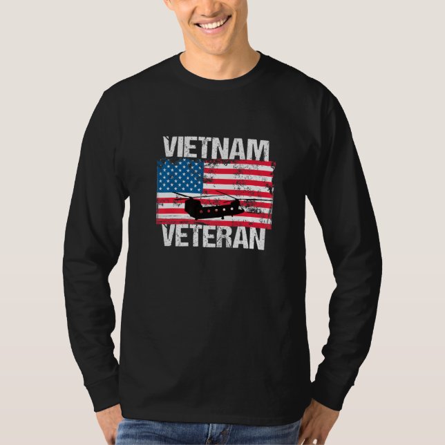 Vietnam Veteran Transport Helicopter  US Flag T-Shirt (Vorderseite)