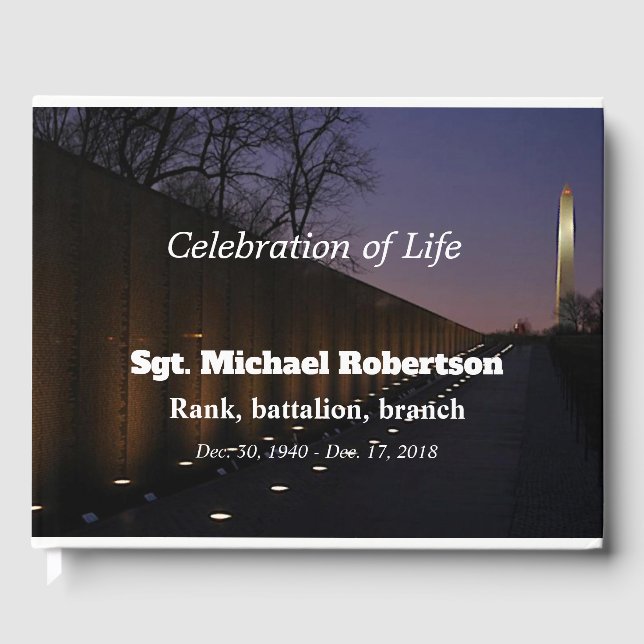 Vietnam Veteran und Washington Memorial Gästebuch (Vorderseite)