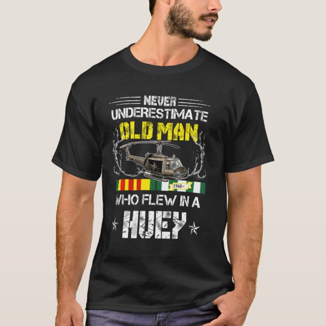 Vietnam Veteran Vet Ähm 1 Huey Helicopter T-Shirt (Vorderseite)