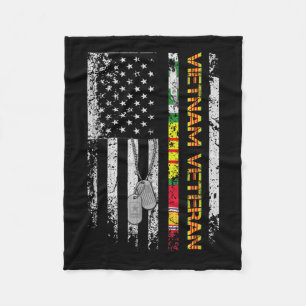 Vietnam Veteran Vintag Flag Memorial Patriotic Fleecedecke