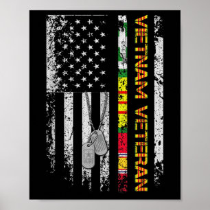 Vietnam Veteran Vintag Flag Memorial Patriotic Poster