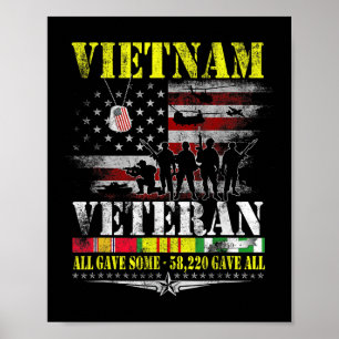 Vietnam Veteran Vintage Flag Memorial Veteranen Poster