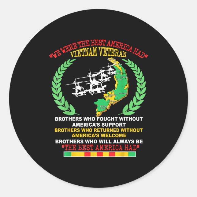 Vietnam Veteran We Were The America Had Map Helico Runder Aufkleber (Vorderseite)