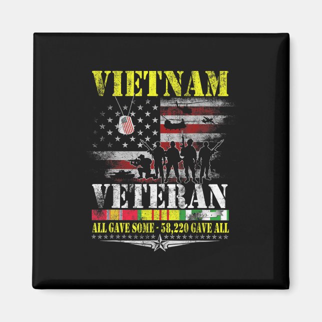Vietnam Veteranen der Vintagen Flaggen Gedenkveter Magnet (Vorne)