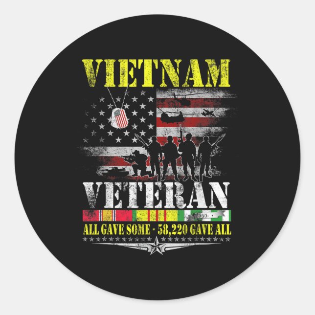 Vietnam Veteranen der Vintagen Flaggen Gedenkveter Runder Aufkleber (Vorderseite)