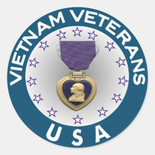Vietnam Veteranen des Lila Herzens der USA Runder Aufkleber