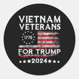 Vietnam Veteranen für Trump 2025 Amerikanische Fla Runder Aufkleber