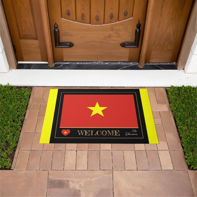 Vietnam & Vietnamesisch Flag House matt/sports Wil Fußmatte (Außenbereich)