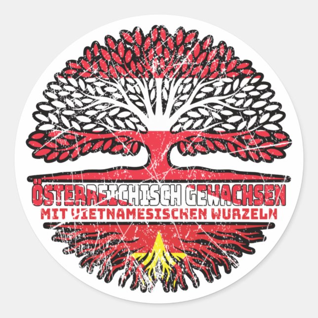 Vietnam Vietnamesisch Österreichisch Österreich Runder Aufkleber (Vorderseite)