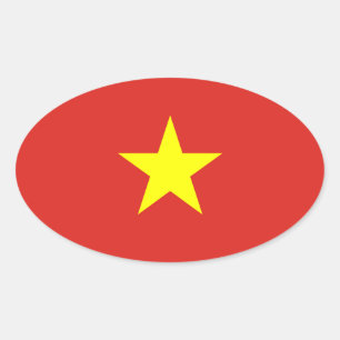 Vietnam - vietnamesische Flagge Ovaler Aufkleber