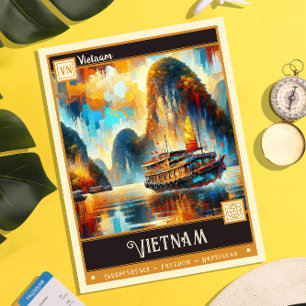 Vietnam   Vintage Malerei Postkarte