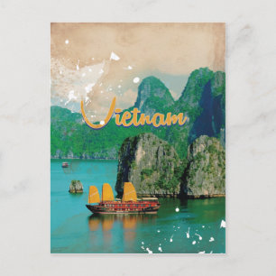 Vietnam Vintages Urlaubsposter Postkarte