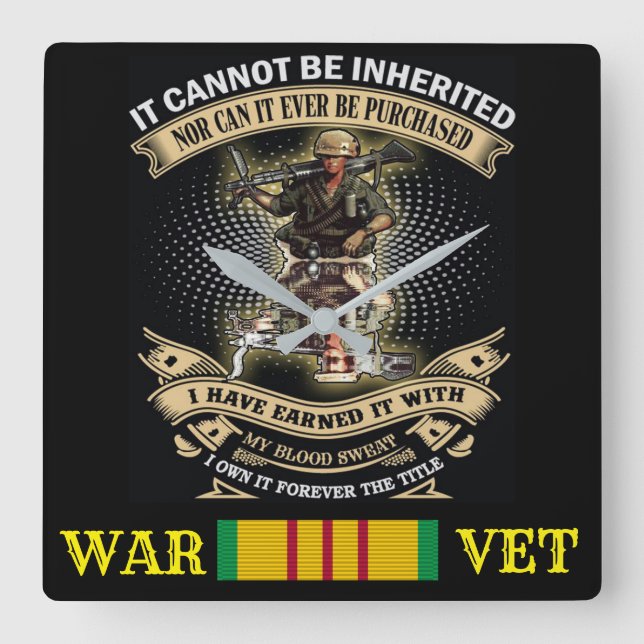 VIETNAM WAR VET CLOCK QUADRATISCHE WANDUHR (Vorderseite)