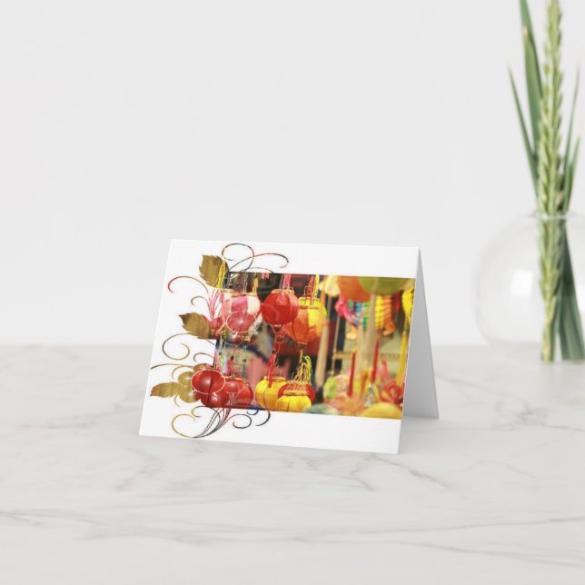 Vietnamese Lantern Notecard Dankeskarte (Vorderseite)