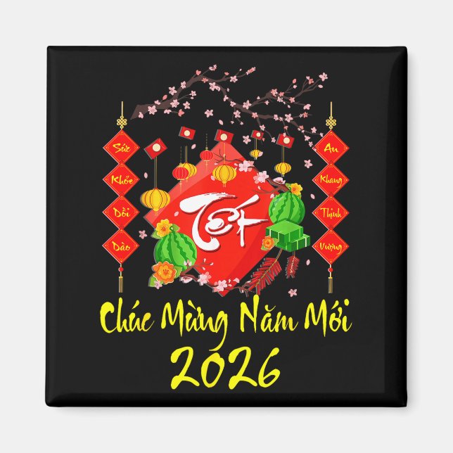 Vietnamese Lunar New Year 2026 Tet Viet Chuc Mung  Magnet (Vorne)
