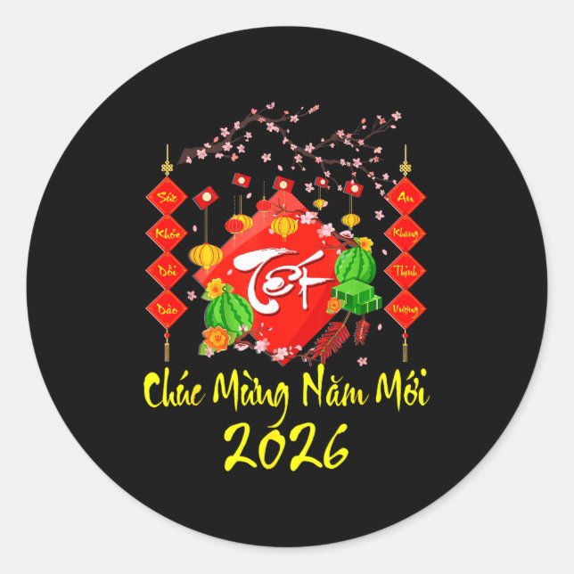 Vietnamese Lunar New Year 2026 Tet Viet Chuc Mung  Runder Aufkleber (Vorderseite)
