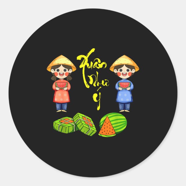 Vietnamese New Year 2024 Tet 2024 Xuan Van Su Nhu  Runder Aufkleber (Vorderseite)